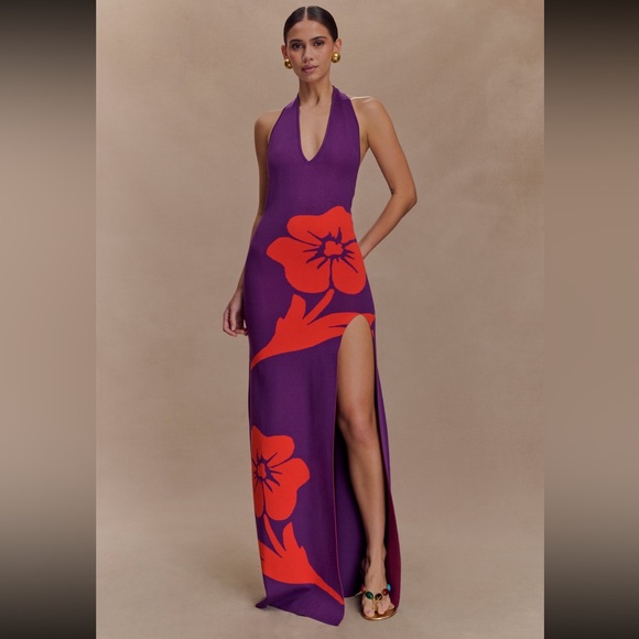 Meshki Dresses & Skirts - Purple and Orange Meshki Floral Halter Dress